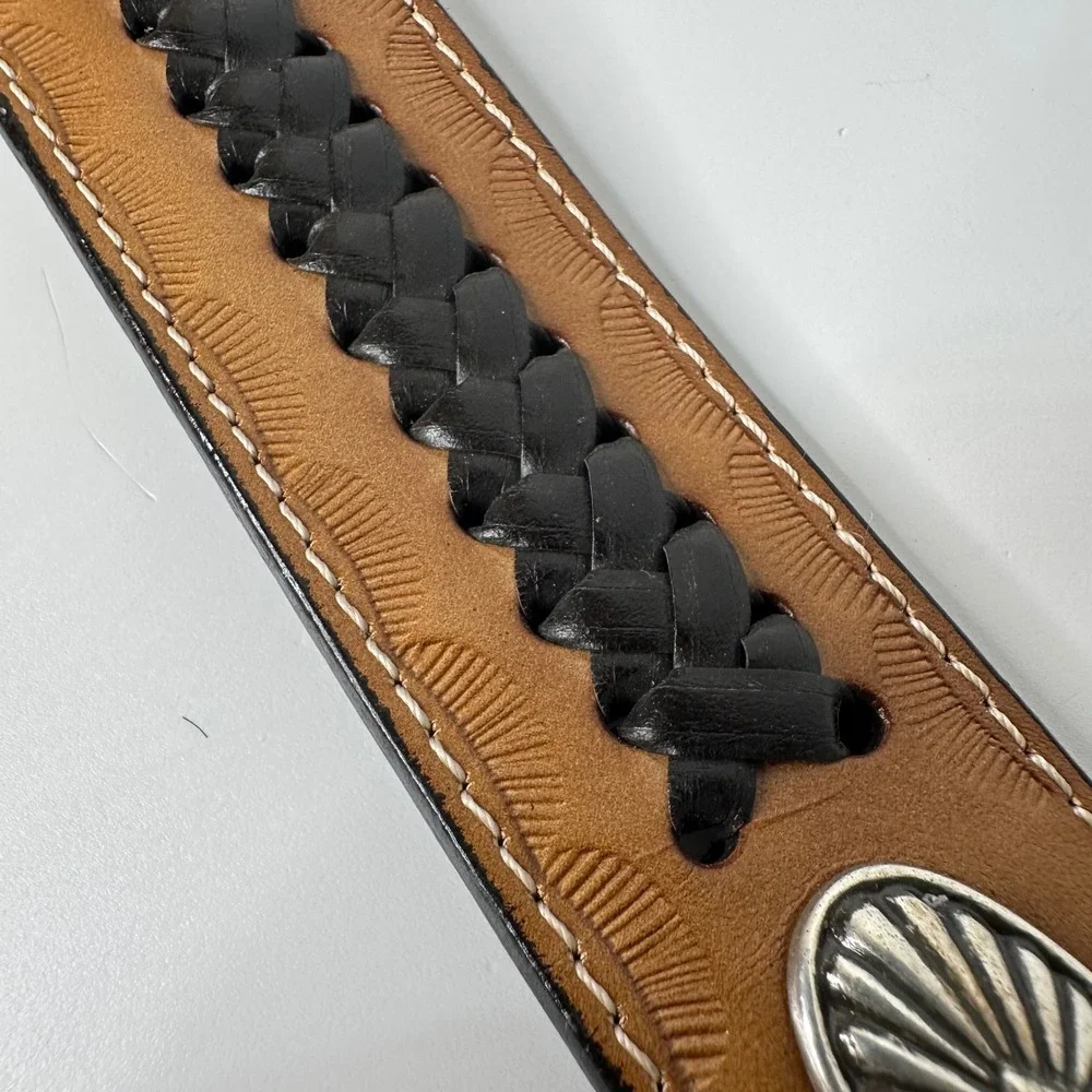 Canterbury Western Belt Medallion Braided Embroidered Boho Cowboy NEW Sz 36